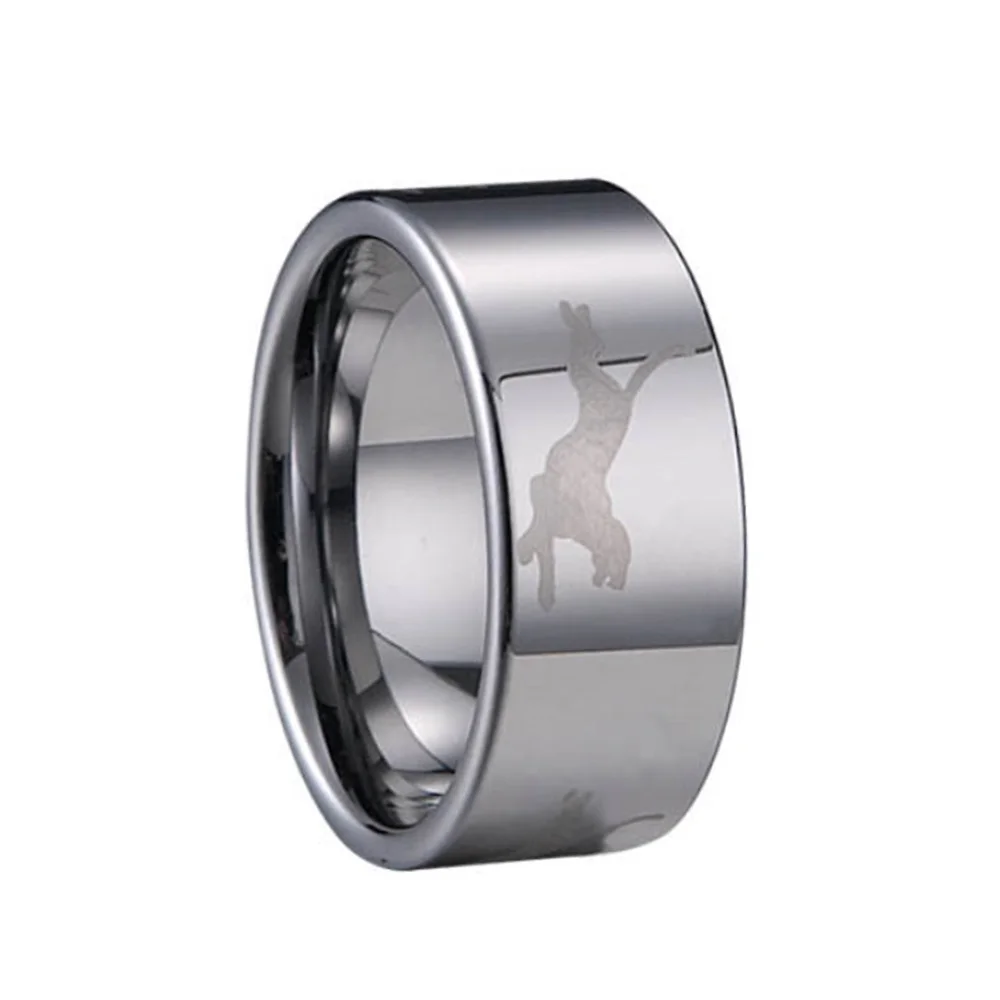 6MM 8MM 12MM Silver Laser Animal Pattern Flat Couples Tungsten Rings High Polished