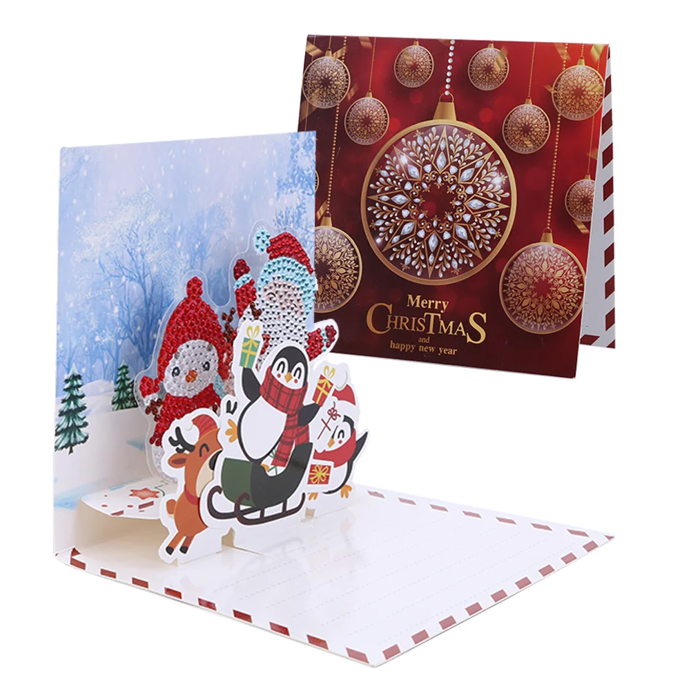 6pcs Diamond Drawing Card Santa Special Shape Gifts for Family Friends and Lover【With White Envelope】