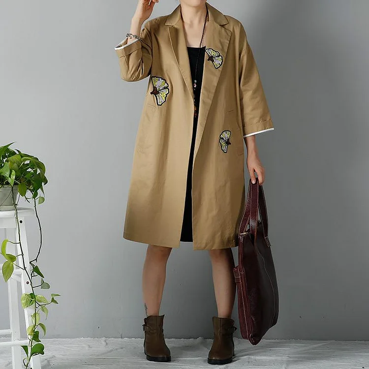 Khaki plus size woman coats oversize trench cardigans