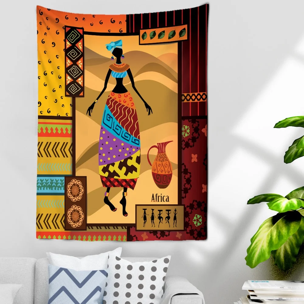 Antique Abstract Flower Illustration Tapestry Wall Hanging Bohemia Art Print Tapestry Room Home Decoration