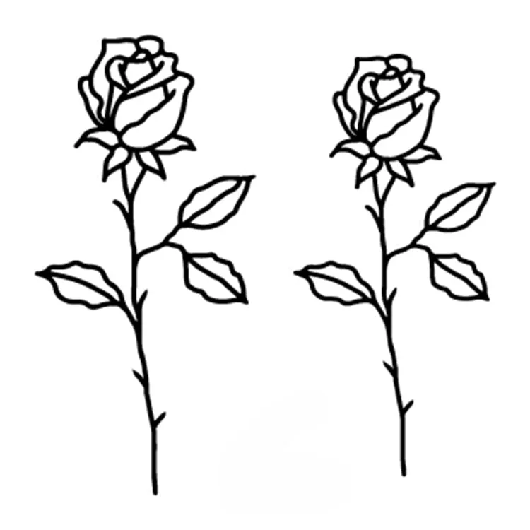 Tattoo sticker Temporary Drawing small Black White sketch Flowers flash Tatoo Body Art Fake Water Transfer Stickers to kid girl