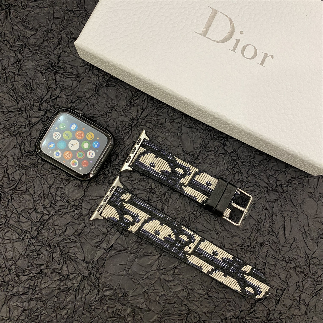 Christian Dior Premium Jacquard Fabric Apple Watch Full Series Replacement Straps
