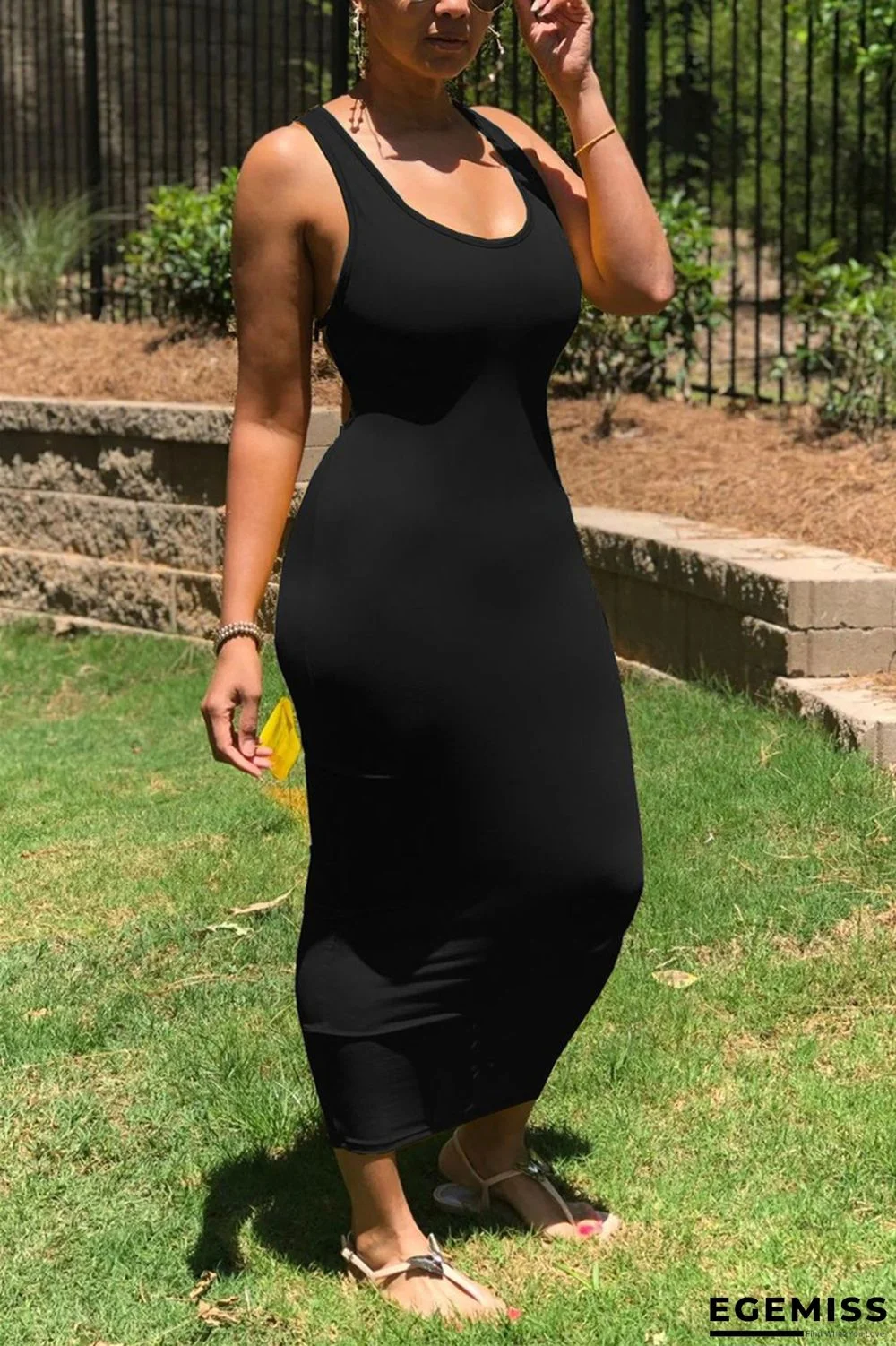 Black Fashion Sexy Sleeveless Long Dress | EGEMISS
