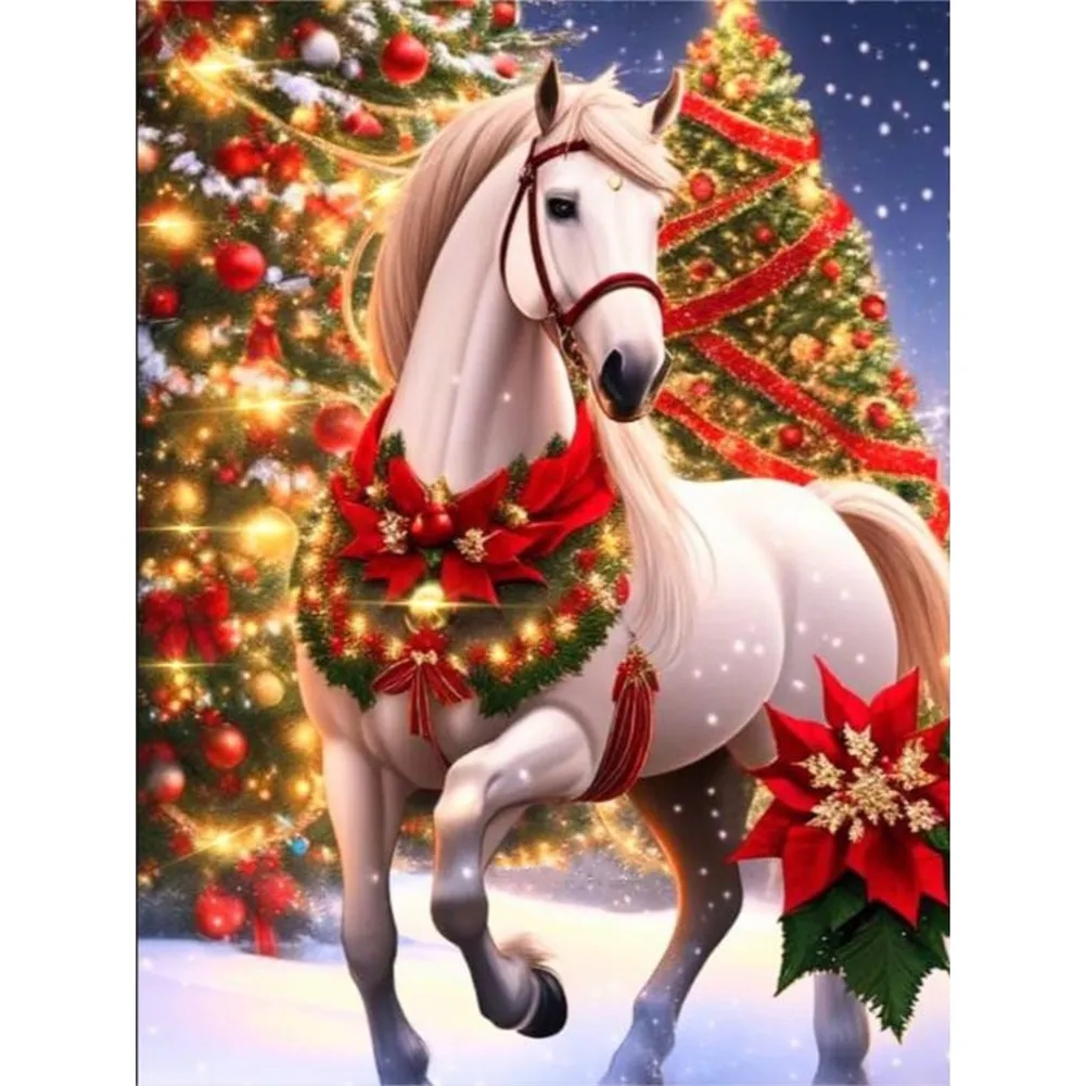 5D DIY Diamond Painting Kits Full Square Drill white horse Wall Picture