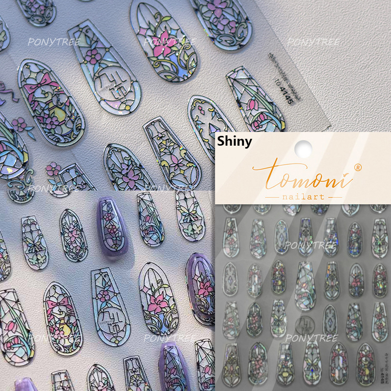 Bayuyun Dreamy Summer Nails – Blue Pink Purple Gradual Flower Petal Butterfly 5D Nail Art Stickers  