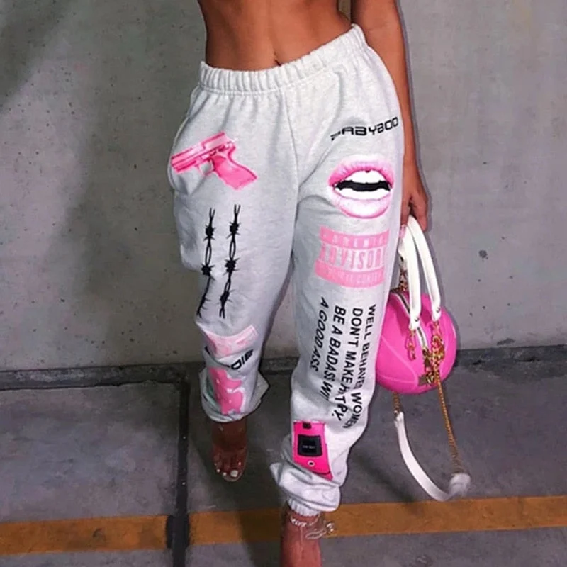 Summer hip-hop graphic sweatpants 2021 new women's jogger trousers Harajuku high waist loose casual pants sweatpants women