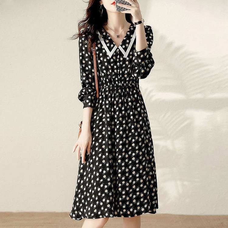 Black Sweet A-Line Geometric Dresses
