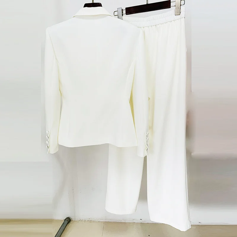 Nigikala Nigikala Star New Temperament Fashion Diamond Strip Open Fork Suit Straight Trousers Set Two Sets