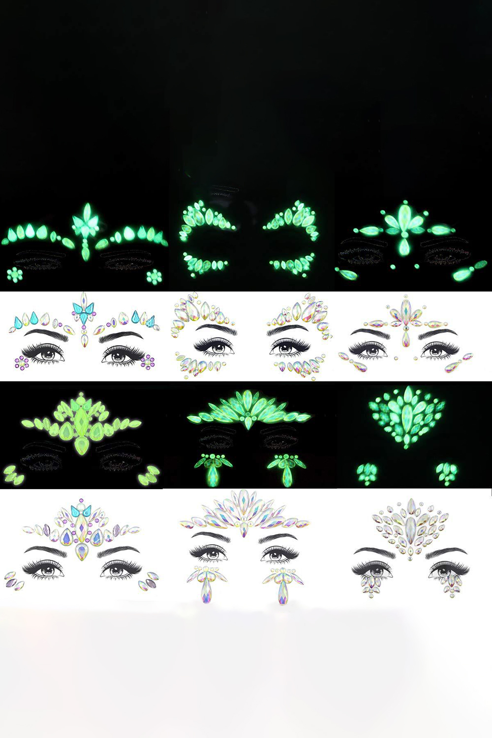 Party Resin Luminous Rhinestone Face Stickers
