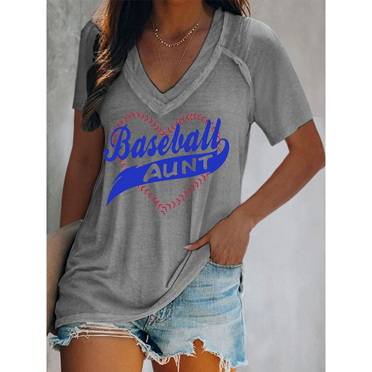 Women's Baseball AUNT Print T-Shirt socialshop