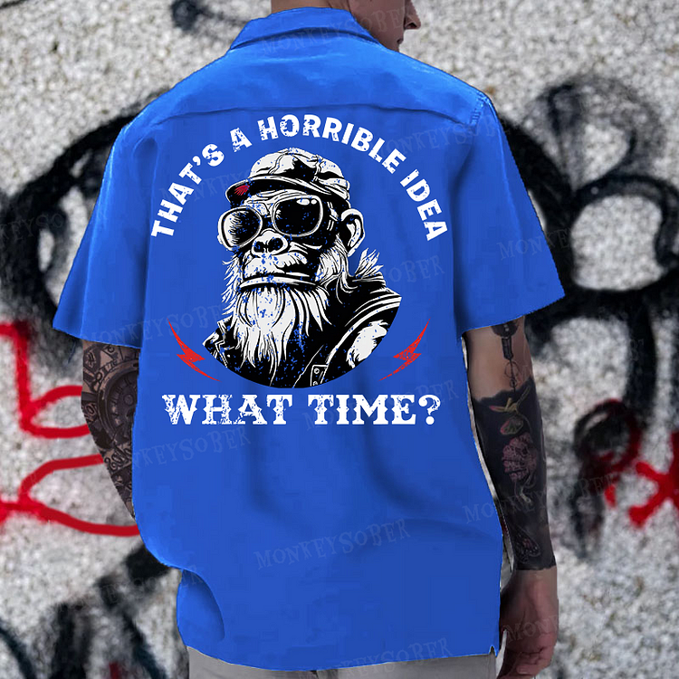 That's A Horrible Idea What Time Reversible Printed Button Up Shirt
