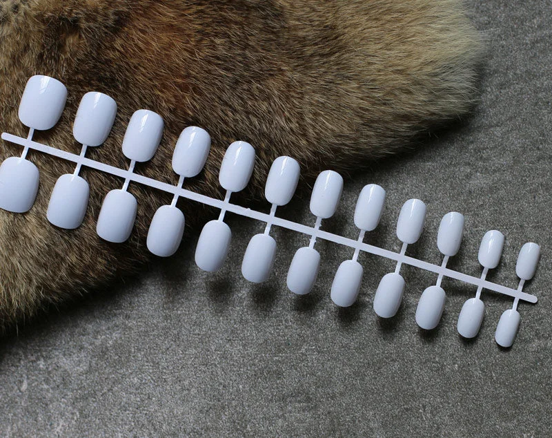 24pcs new product Brow sales Nude color false nails Blue long rose red oval head fake nail pink candy color gray Full set purple-Nail Inspo