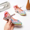Kid Girls Dance Shoes Sequins Crystal Heels Shoes