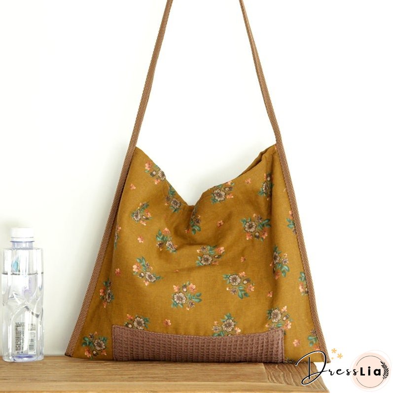Retro Ethnic Floral Canvas Shoulder Bag