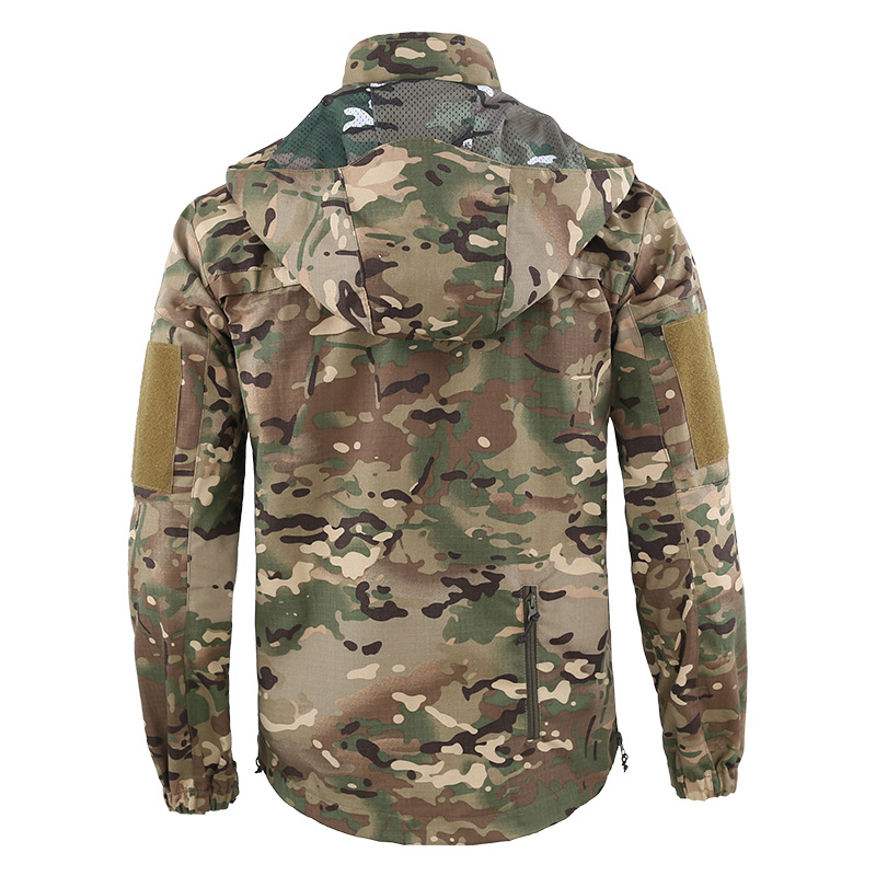 Tactical Jacket Camouflage Windbreaker Hooded Stand Collar Jacket Tactical Jacket Camouflage Windbreaker Hooded Stand Collar Jacket