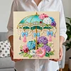 DIY Pearl Painting Flower Umbrella for Home Decor with Frame(25x25cm)