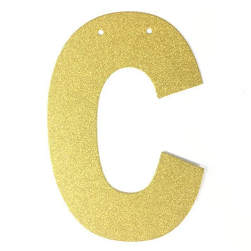 1Pcs/lot 13cm Personalized DIY Gold Glitter Paper Letter Banner Hanging Flags for Wedding Birthday Party Festival Decorations