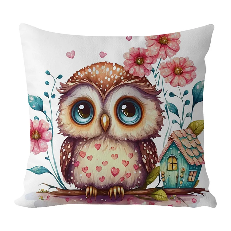 Pillow-Owl 11CT Stamped Cross Stitch 45*45CM(17.72*17.72In)