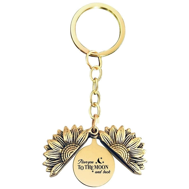 1 Piece Retro Letter Plant Flowers Metal Plating Keychain