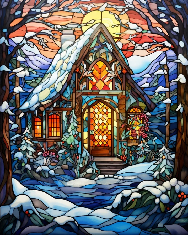 Stained Glass Landscape - Full Round - Diamond Painting (40*30cm)