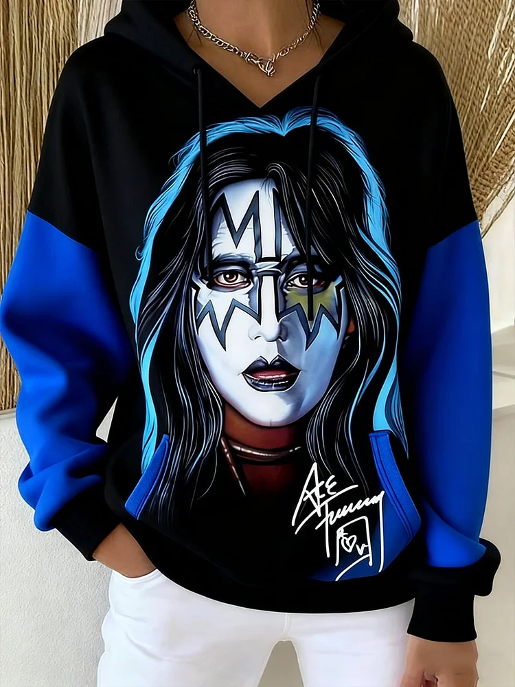 Colored  Women's Hooded Printed Sweatshirt 