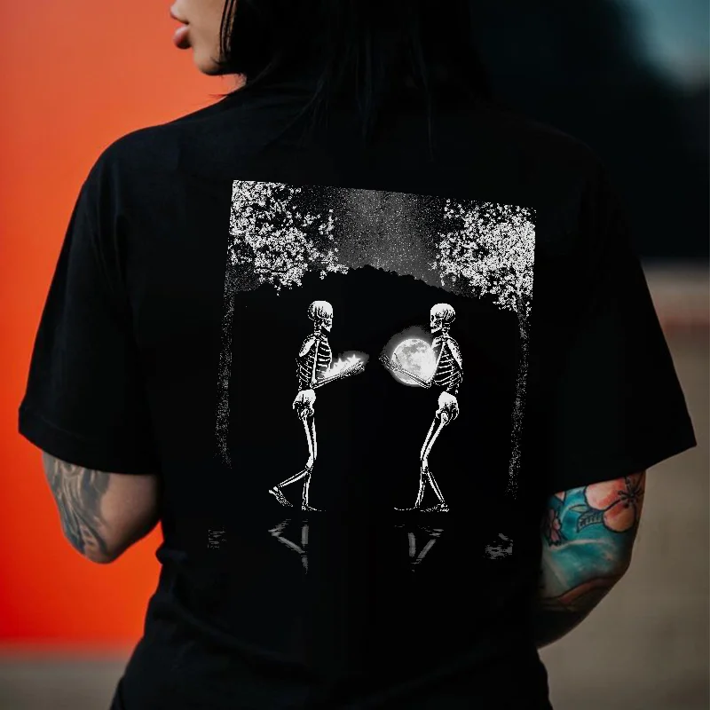 Bones Moon Dark Printed Women's T-shirt -  