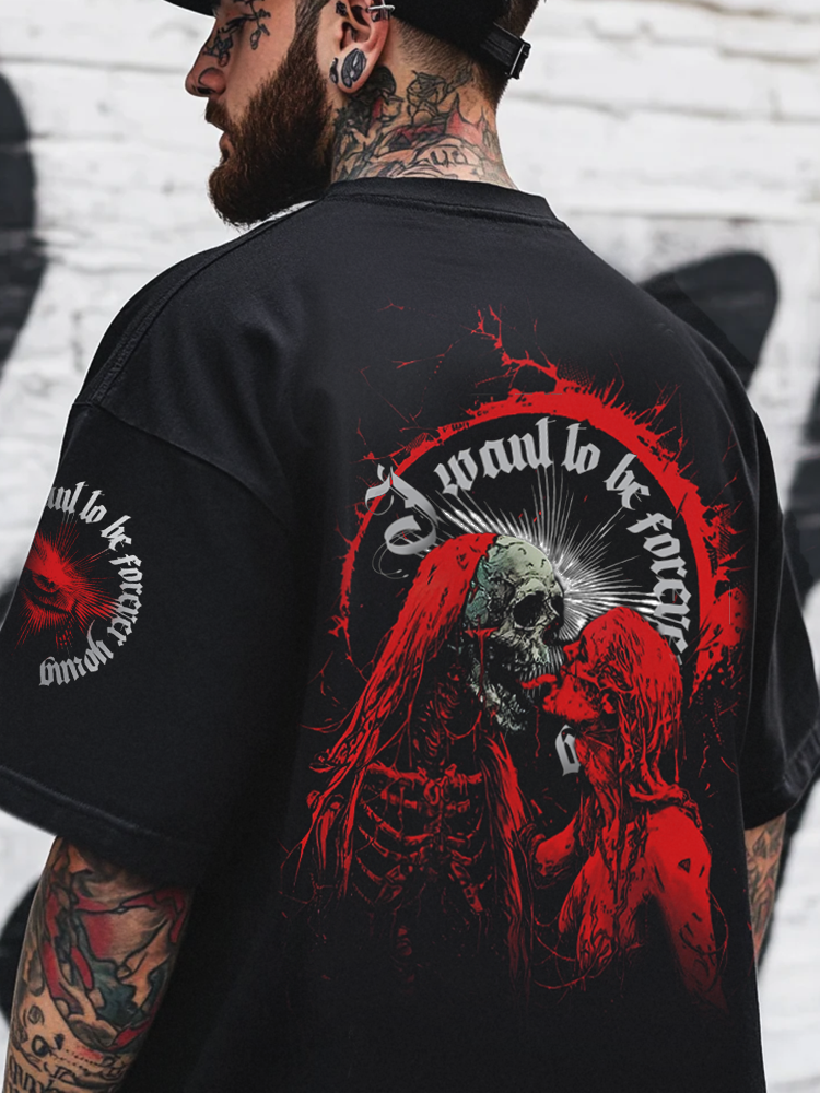 Satanic Bloody Skull Devil Street Style Digital 3D Printed Unisex Casual T-shirt