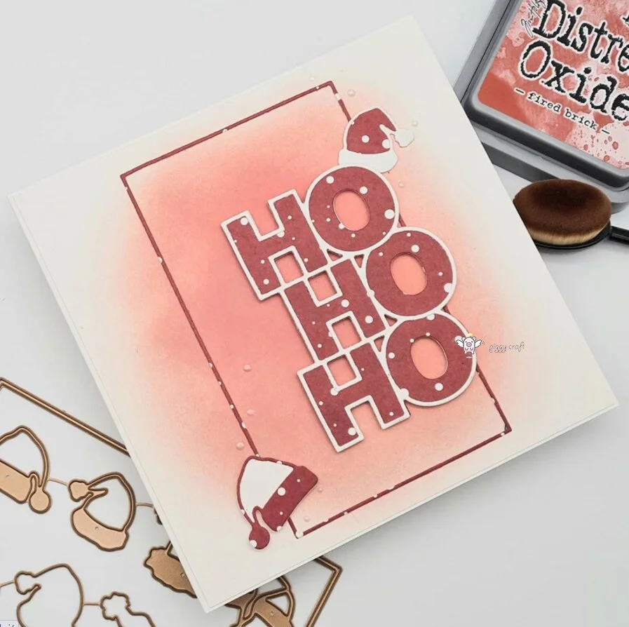 Piggy Craft metal cutting dies cut die mold Ho letter christmas hat frame Scrapbook paper craft knife mould blade punch stencil