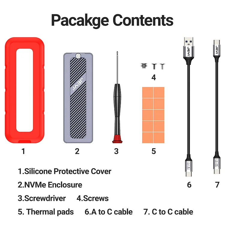 JEYI 20G M.2 NVMe SSD Enclosure with Silicone Protector Cover - Thumbnail 3