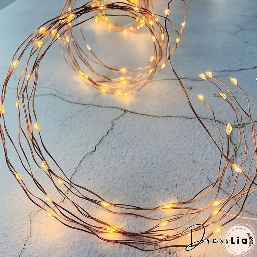 Led Copper Wire Fairy String Lights Vine Branch Light String Waterfall Holiday Curtain Lamp Garden Christmas Party Decor