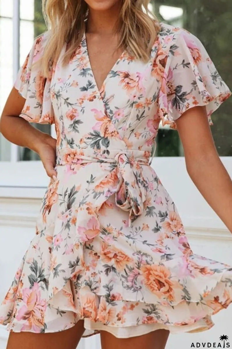 Fashion Short Graceful Sleeve Stripe Dress