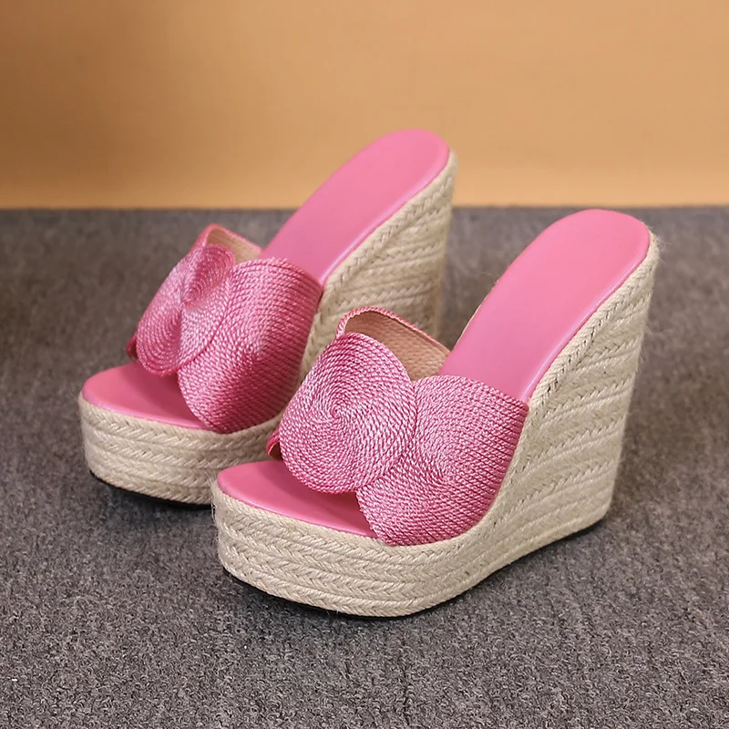 Wongn Wongn Cm Hate Sky High Slope With Thick Bottom High Heel Slippers Show Fashion Women's Shoes Straw Hemp Rope Bottom