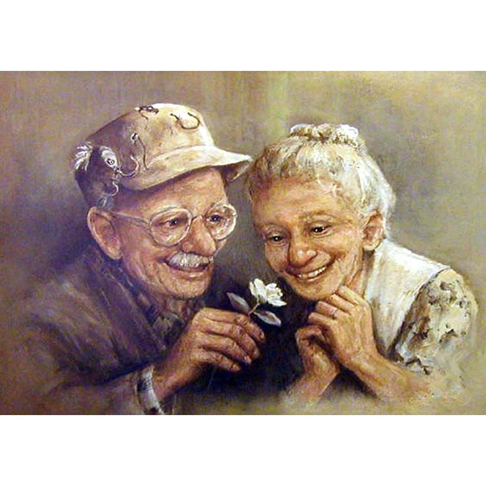 Full Round Diamond Painting Old Couple (40*30cm)