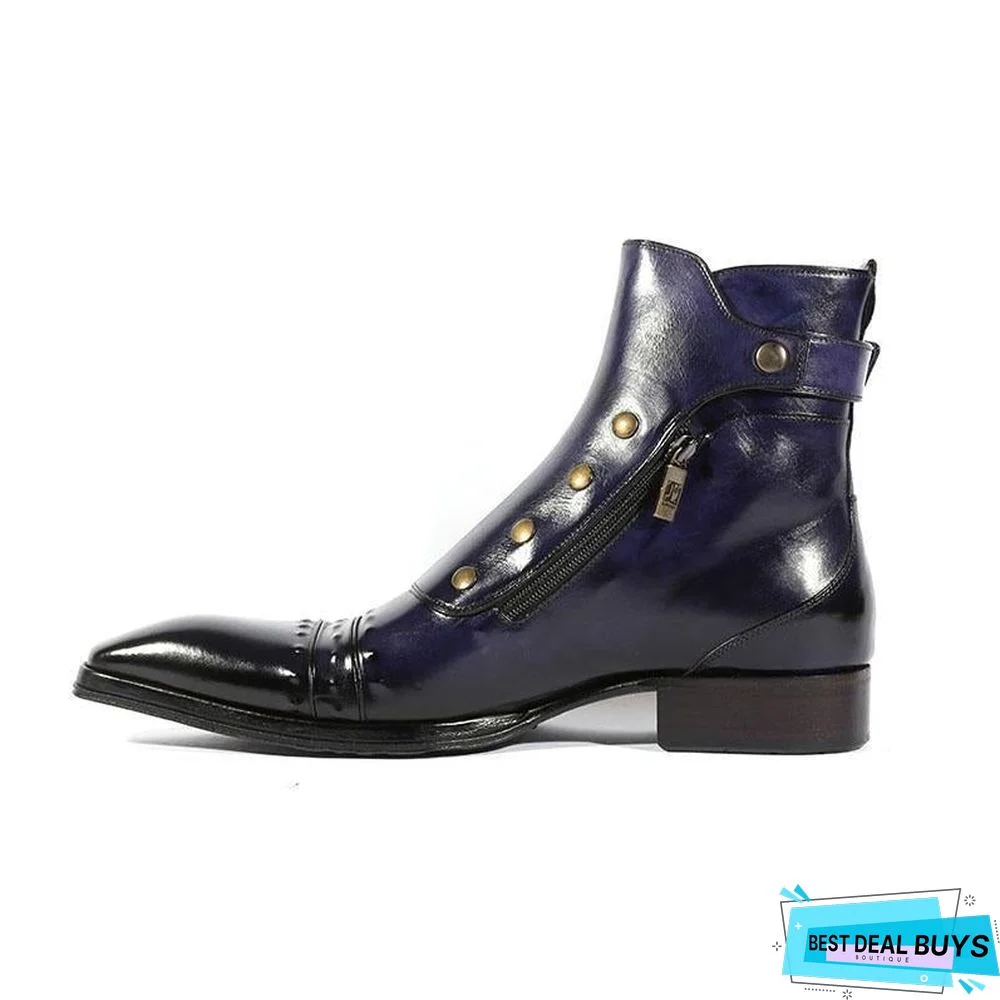 Men's Gentlemen Button Zipper Ankle Boots