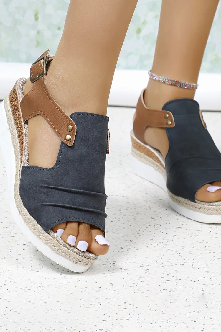 Casual Fish Mouth Buckle Strap Wedge Sandals 2024 - Xpluswear