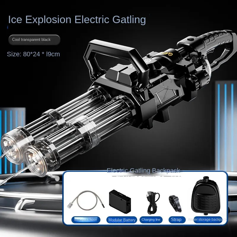 Unique Gift Ice Blast Rotating Double-barreled Gatling Electric Water Gun