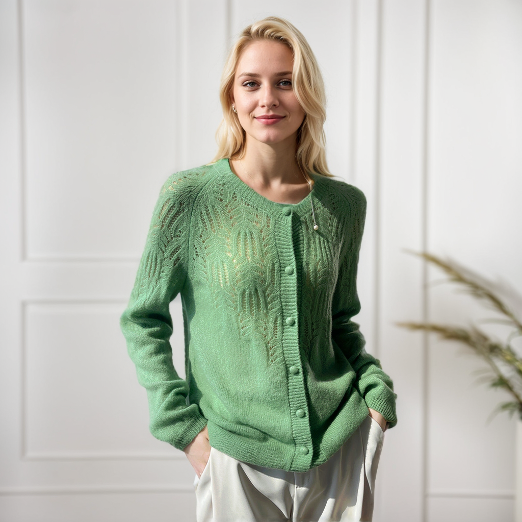 Women's Silk Cashmere Cardigan Hollow Out REAL SILK LIFE