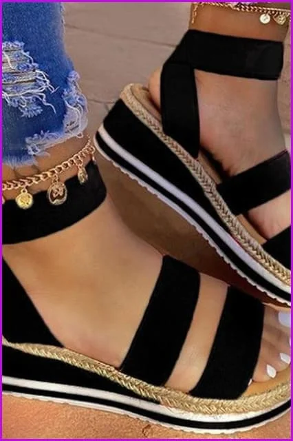 Casual Wedges Platform Ladies Hemp Shoes F754
