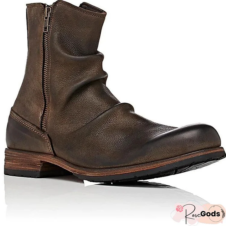 Men's Double Zipper Ankle Boots