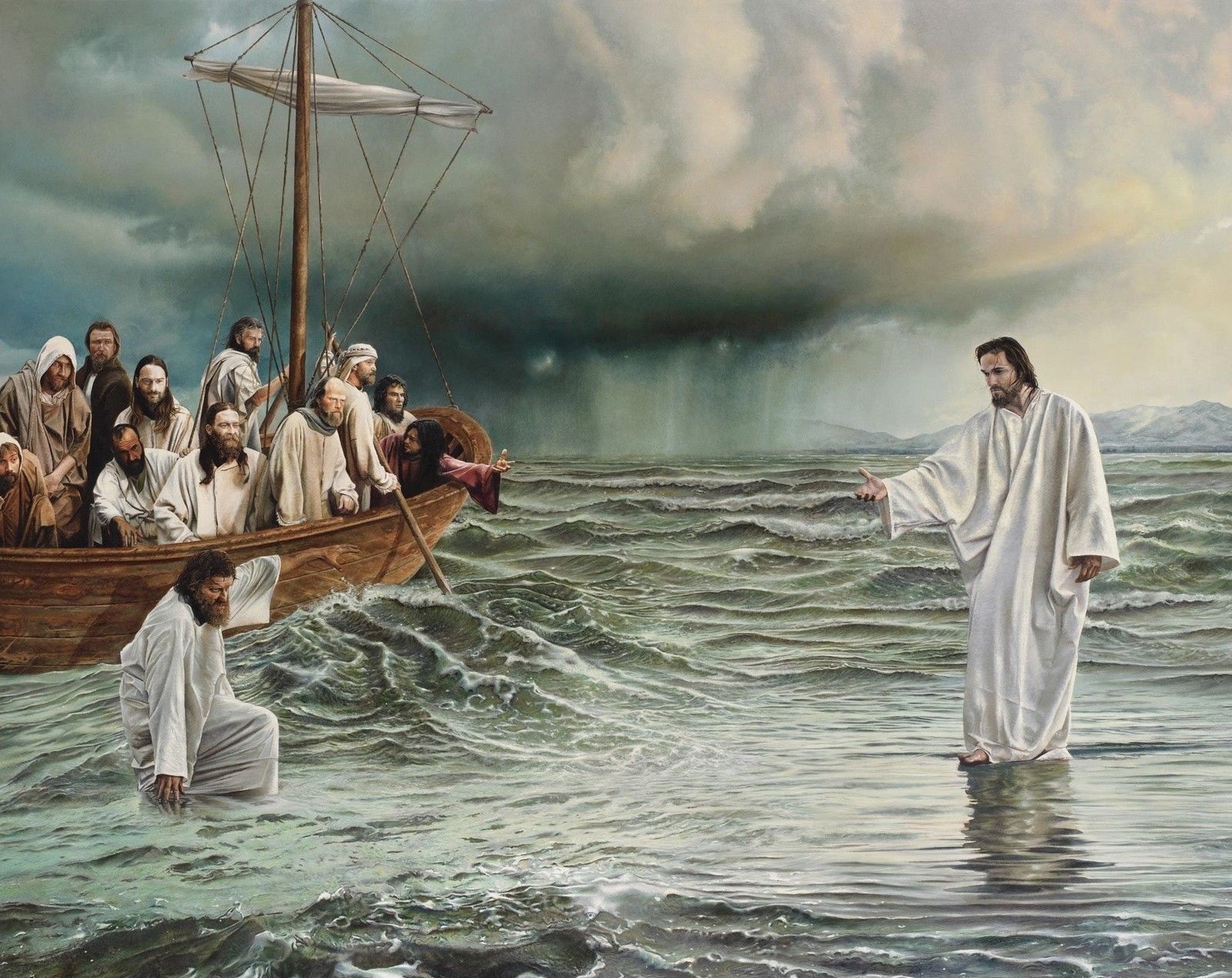 JESUS WALKING ON WATER 8X10 Photo Poster painting ART PRINT PICTURE RELIGION CHRISTIAN
