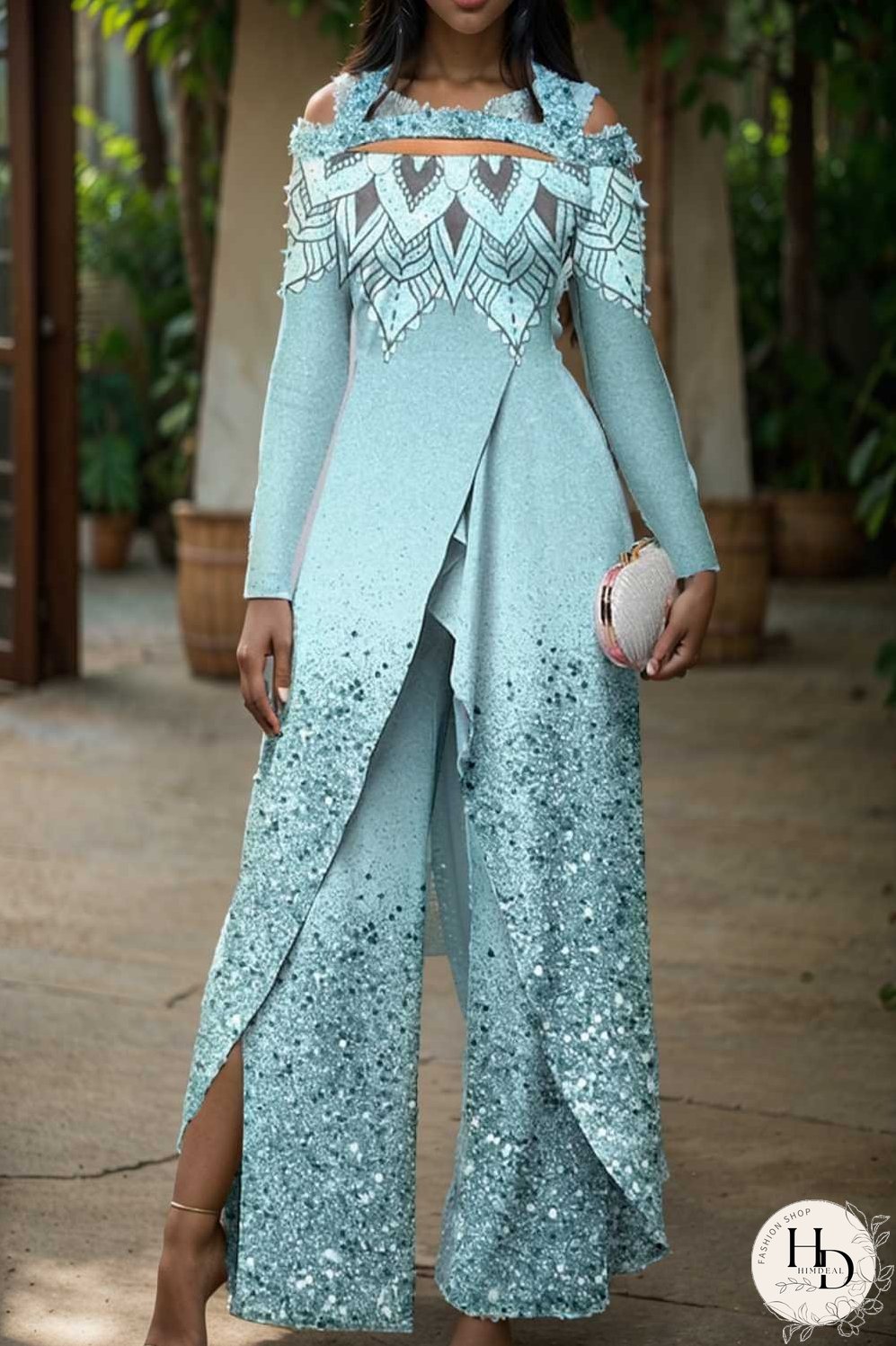 elegant gradient print off shoulder women s jumpsuit