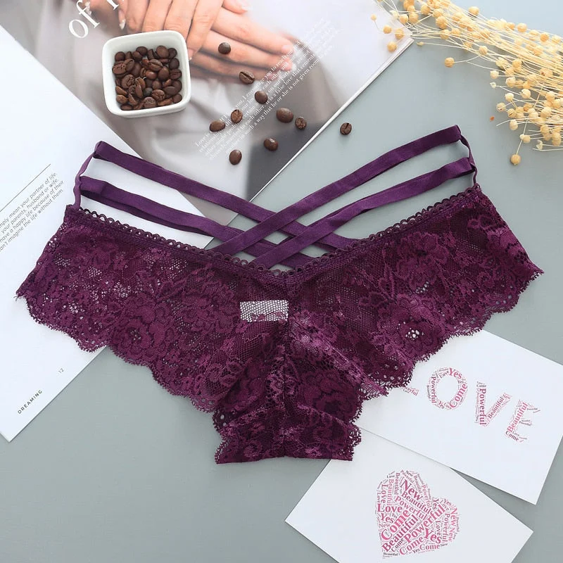 Sexy Panties Women Lace Low-rise Solid Sexy Briefs Transparent Female Underwear Soft Lingerie Ladies G String Thong