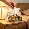 DIY Diamond Art Tissue Box Holder Farm Chicken PU Leather Diamond Art Desktop Organizer Resin Rhinestone Storage Organizers Gem Art Home Office Decor Craft Gift