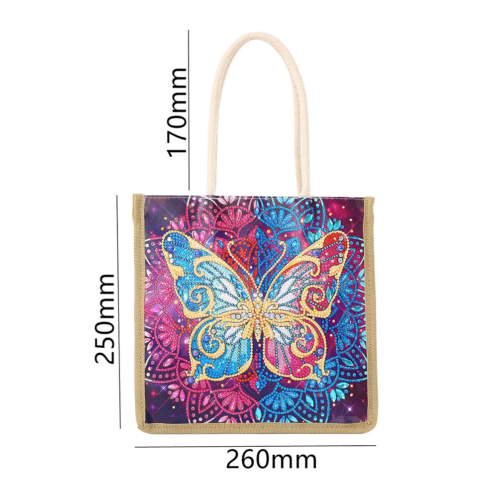 Butterfly Diamond Painting Handbag DIY Linen Shopping Tote Bag