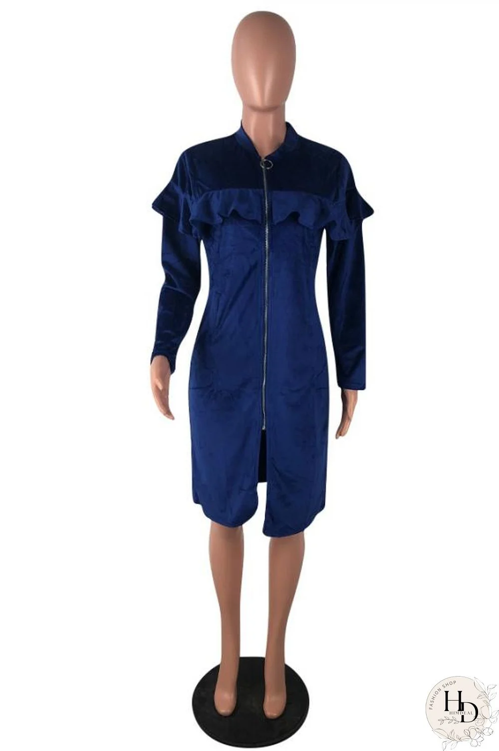 Yellow O Neck Zippered Patchwork Stringy selvedge Solid Pure Long Sleeve Coats & Cardigan