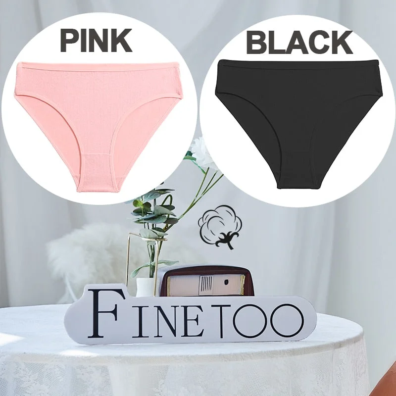FINETOO 1/2PCS Sexy Panties Women Underwear Cotton Panties Female Underpants Solid Color Soft Woman Briefs M-XL Pantys Lingerie