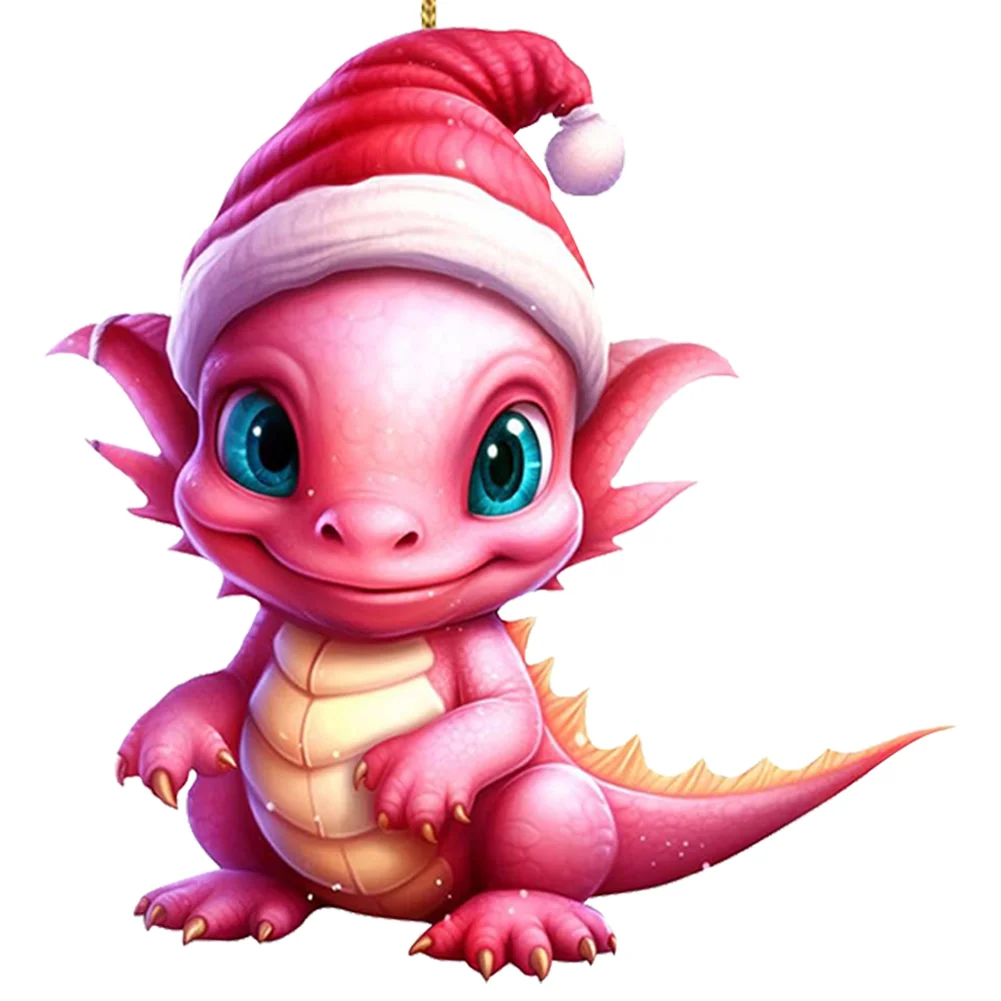 Statue Of Baby Dragon Acrylic Handmake Dinosaur Figurines Cartoon (Pink)