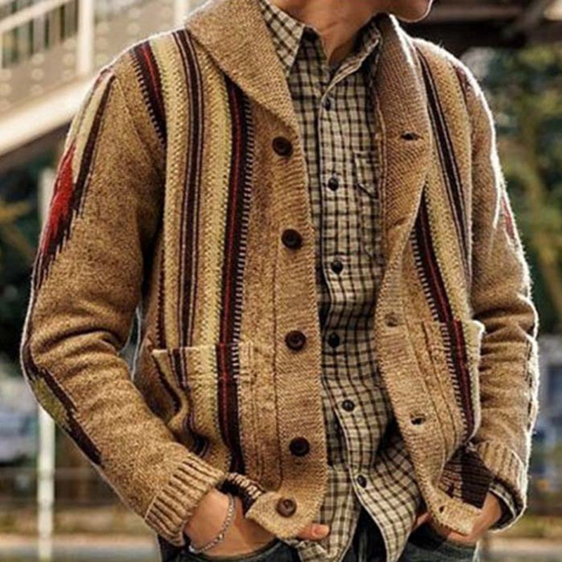 Men's Knitted Jacket Sweater Cardigan Warm Tops Coat Casual Solid Men's Cardigans
