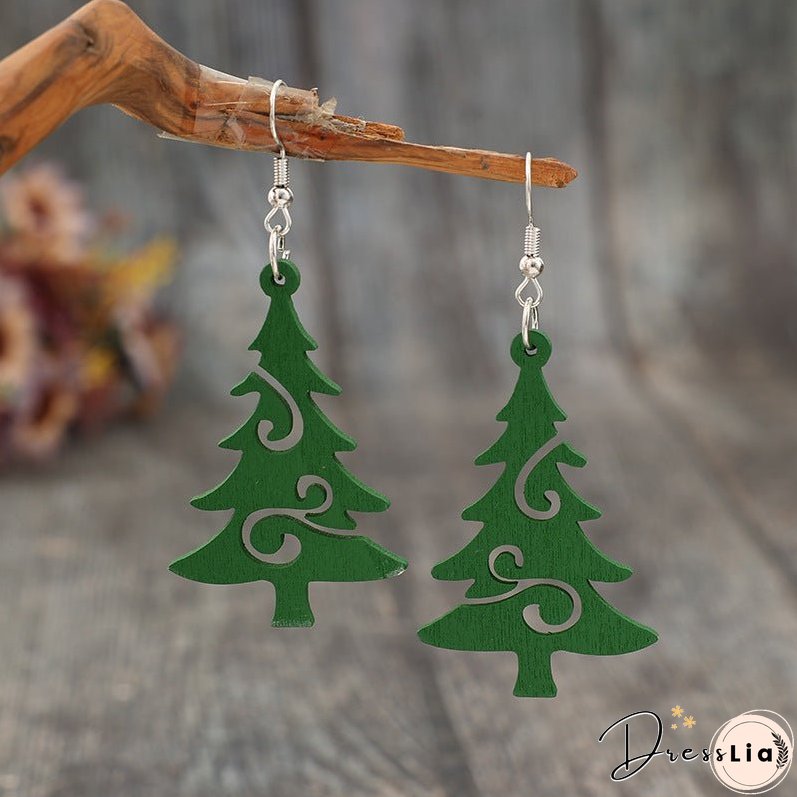 Christmas Tree Wooden Earrings