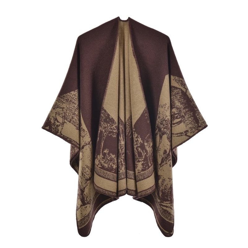 Women’s Retro Lattice Imitation Cashmere Sewing Shawls